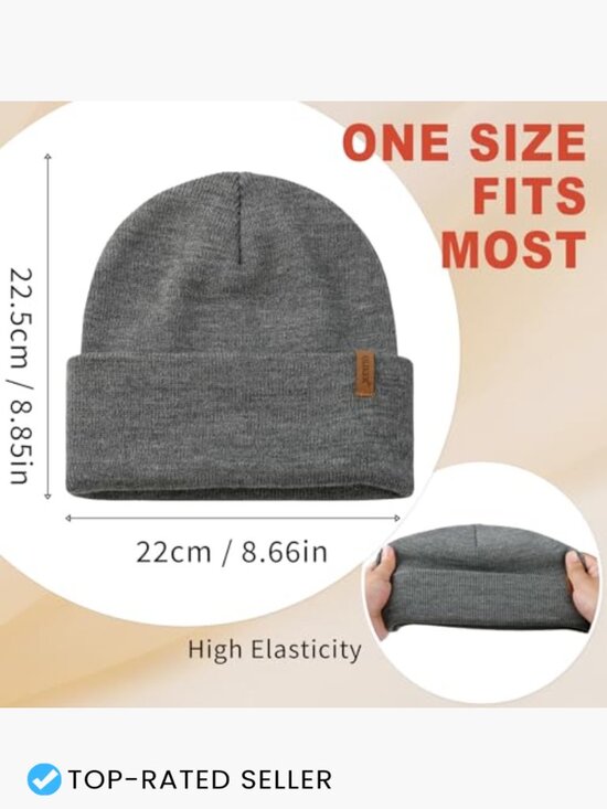 3 Pack Beanie Skull Cap Winter Double Layer Warm Knit Hat Stylish Slouchy Unisex